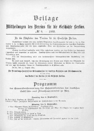 Programm der Generalversammlung des Gesammtvereins der deutschen Geschichts- und Alterthumsvereine