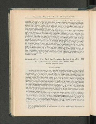 Heimatkundliche Reise durch das Herzogtum Schleswig im Jahre 1822. Aus den Lebenserinnerungen des Pastors Lorenz Claussen in Gettorf.