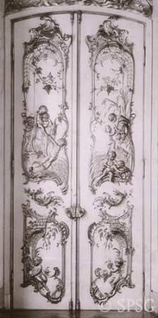 Berlin, Schloss Charlottenburg, Neuer Flügel, Speisesaal (Weißer Saal), R. 362, Tür.