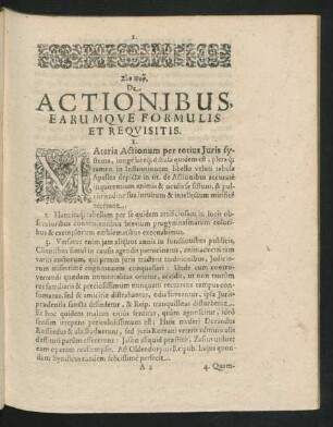 De Actionibus Earumque Formulis Et Requisitis.