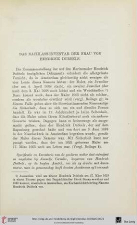 Das Nachlass-Inventar der Frau von Hendrick Dubbels