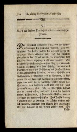 VI. Krieg der beyden Kayserhöfe mit der osmanischen Pforte