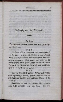 Anfangsgründe der Arithmetik.