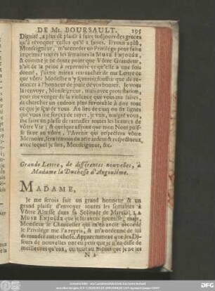 Grande Lettre, de différentes nouvelles, à Madame la Duchesse d'Angoulême.