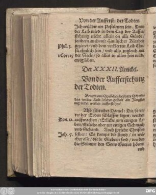Der XXXII. Artickel. Von der Aufferstehung der Todten.