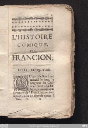 L'Histoire Comique, De Francion.