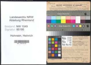 Entnazifizierung Heinrich Hohnsen , geb. 04.03.1890 (Spediteur)