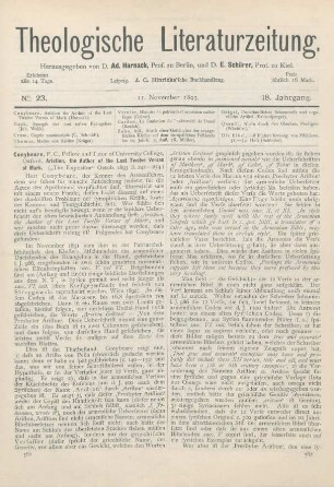 561-564 [Rezension] Conybeare, F. C., Aristion, the Author of the Last Twelve Verses of Mark