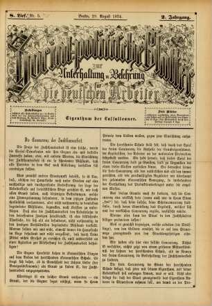 8. Lief. Nr. 5. Berlin, 29. August 1874. 2. Jahrgang.