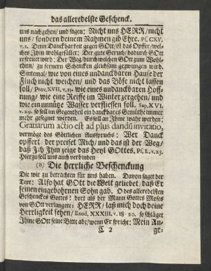 (B) Die herrliche Beschenckung
