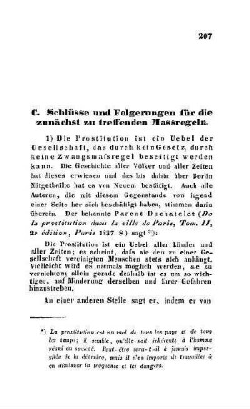 C. Schlüsse und Folgerungen für die zunächst zu treffenden Massregeln
