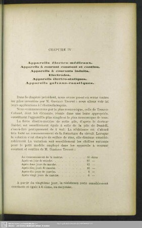 Chapitre IV. Appareils électro-médicaux. Appareils à courant constant et continu. Appareils à courants induits. Electrodes. Appareils électro-statiques. Appareils galvano-caustiques