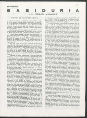 Sabiduría : (Capítulo de una novela inédita)