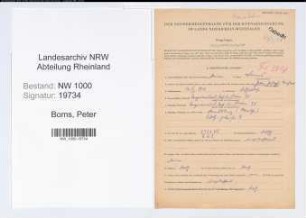 Entnazifizierung Peter Boms, geb. 14.11.1910 ()