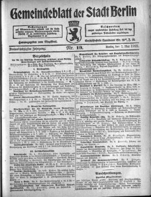 1922,19: Nr. 19, 7. Mai 1922