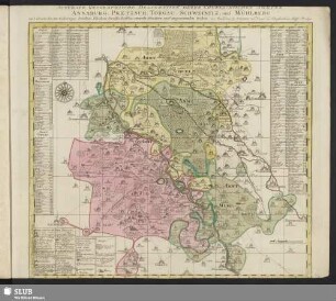 Accurate Geographische Delineation Derer Chursächsischen Ammter Annaburg, Pretzsch, Torgau, Schweinitz, und Mühlberg : mit denen darzu Gehörigen Städten, Flecken, Dorffschafften, einzeln Häusern, und angrenzenden Orthen