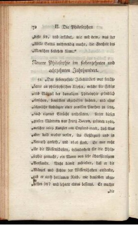 Neuere Philosophie im siebenzehnten und achtzehnten Jahrhundert.