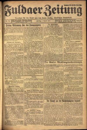 Erste Ausgabe vom Freitag, den 01. April 1927.