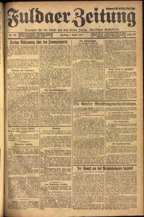 Erste Ausgabe vom Freitag, den 01. April 1927.