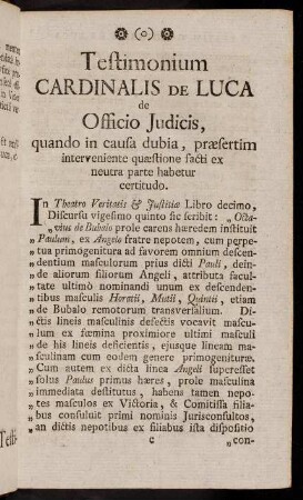 c1r-c2v, Testim. Cardinalis de Luca...