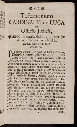 c1r-c2v, Testim. Cardinalis de Luca...