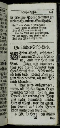 Geistliches Tisch-Lied. - Selige Empfindung nach glaubiger Geniessung.