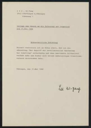 Eidesstattliche Erklärung 31.5.1966