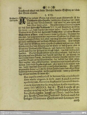 §. XIII. Neidhardtische Capelle