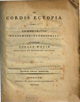 De cordis ectopia : commentatio anat.-path.