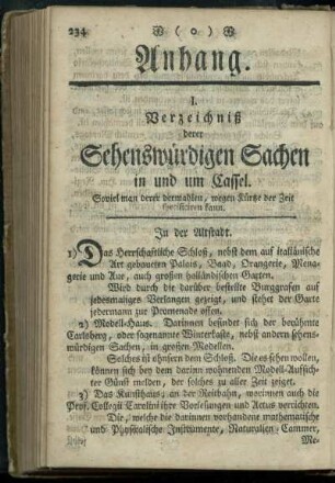 Verzeichniß derer sehenswuerdigen Sachen in und um Cassel