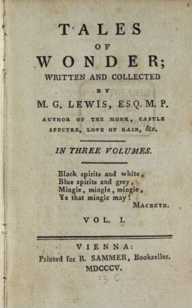 Tales of wonder : in three volumes. 1
