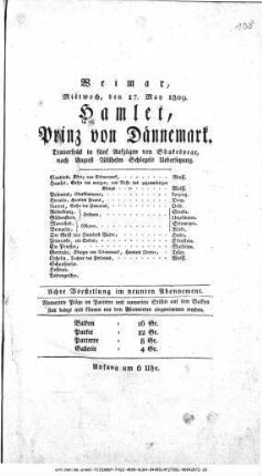 Hamlet, Prinz von Dännemark