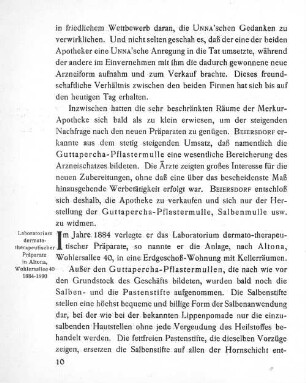 Laboratorium dermato-therapeutischer Präparate in Altona 1884 - 1890