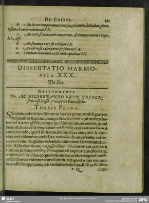 Dissertatio Harmonica XXX. De Ileo