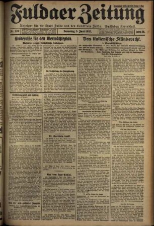 Ausgabe vom Samstag, den 03. Juni 1933.