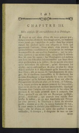 Chapitre III. Idées confuses & contradictioire de la Théologie.