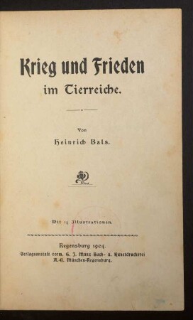 Krieg und Frieden im Tierreiche
