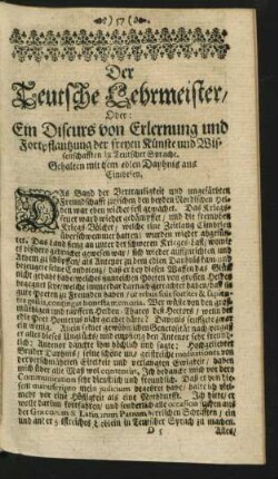 Der Teutsche Lehrmeister ...