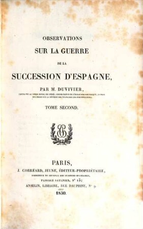 Observations sur la guerre de la succession d'Espagne, 2