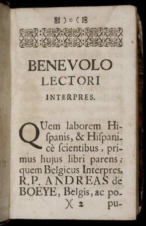 Benevolo Lectori Interpres.