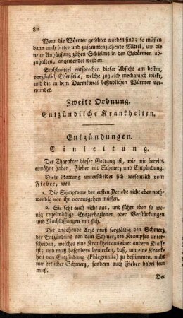 Zweite Ordnung. Entzündliche Krankheiten.
