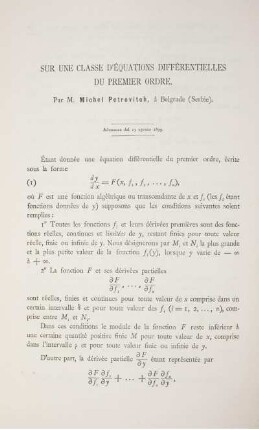 Sur une classe d´équations différentielles du premier ordre.