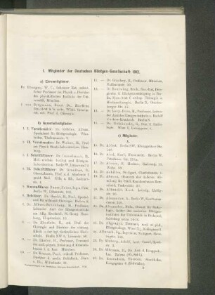 I. Mitglieder der Deutschen Röntgen-Gesellschaft 1912.
