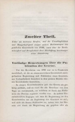 Zweiter Theil. Ueber die härtesten Strafen ...