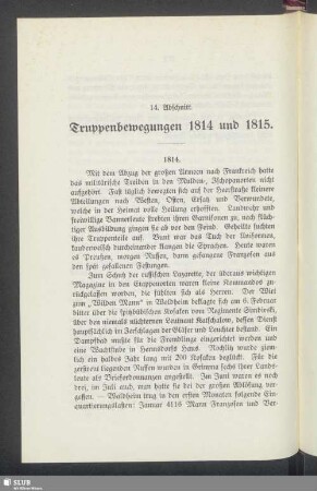 14. Abschnitt. Truppenbewegungen 1814 und 1815