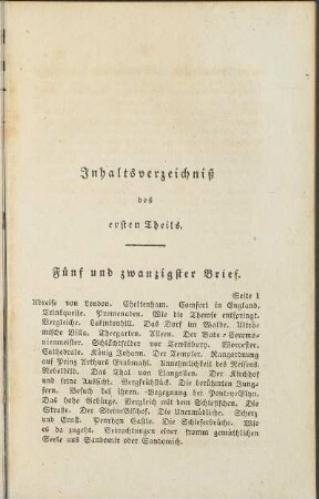 Inhaltsverzeichniß des ersten Theils.