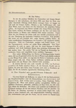 H. Der Handel mit geschliffenen Schmuck- und Edelsteinen.
