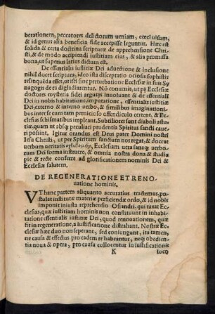 De Regeneratione Et Renovatione hominis.