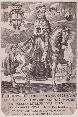 Bildnis des Kurfürsten und Erzbischofs von Trier Philipp Christopher (von Sötern) zu Pferde
