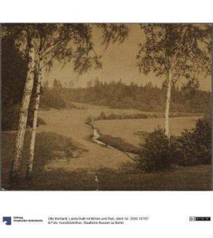 Landschaft mit Birken und Fluß